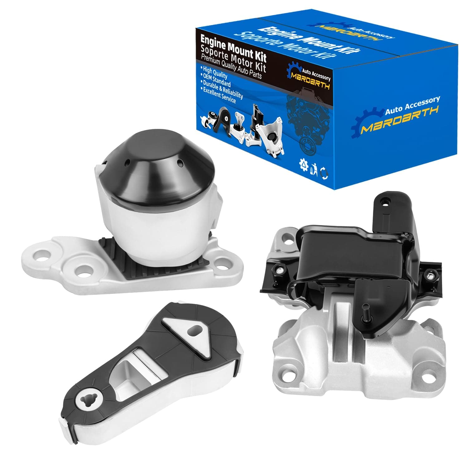 Set of 3, Engine Motor & Transmission Mount Replacement for Explorer 2011-2015 3.5L NA Engine Automatic Trans, W/o Turbo