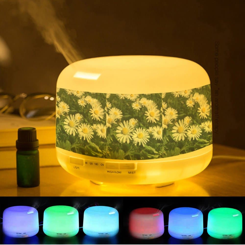 Essential Oil Diffuser, Aroma Cool Mist Humidifier, 7 Color LED Lights Changing Customized Pattern -103.Chamomile, Camomile, Weed, Flo, Flower, Herbal, Daisy