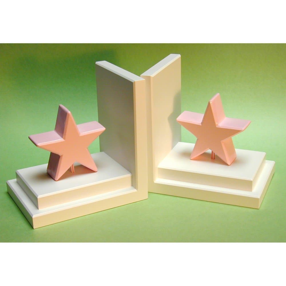 Pastel Pink Star Bookends with White Base