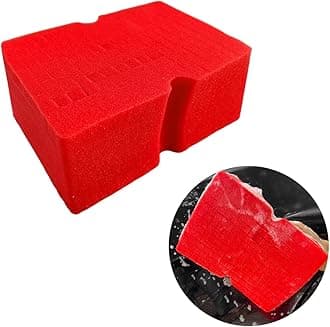 Car Wash Sponge, Large Scratch-Free Cross Cut Sponge for Soap and Rinseless Washing, Durable Ultra Soft Foam Grid Extra Absorbent Car Cleaning Sponge Pad, Car Accessories (Red)
