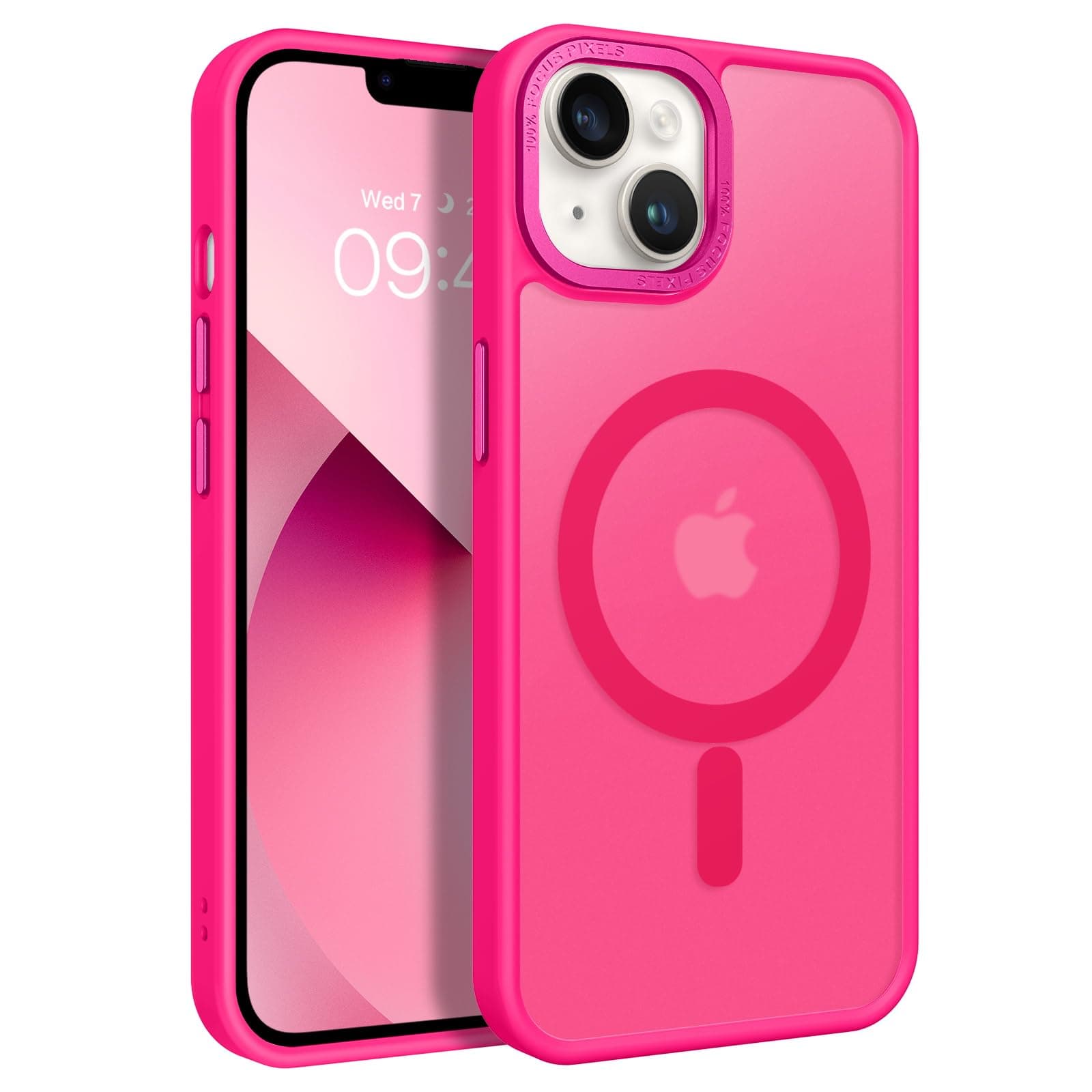 BENTOBEN Magnetic for iPhone 13 Case & iPhone 14 Case [Compatible with Magsafe] Translucent Matte Phone Case iPhone 13/14 Slim Thin Shockproof Women Men Protective Cover Cases, Hot Pink