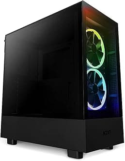 NZXT H5 Elite Compact ATX Mid-Tower PC Gaming Case – CC-H51EB-01 - Built-in RGB Lighting – Tempered Glass Front and Side Panels – Cable Management – 2 x 140mm RGB Fans Included – Black