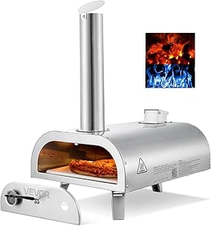 VEVOR Dual Fuel Pizza Oven Outdoor, 12 Inch Wood Fire & Propane Gas Pizza Oven, Pellet & Propane Pizza-Maker with Thermometer, Carry Bag, Stainless Steel Pizza-Cook for Outside Camping & Backyard