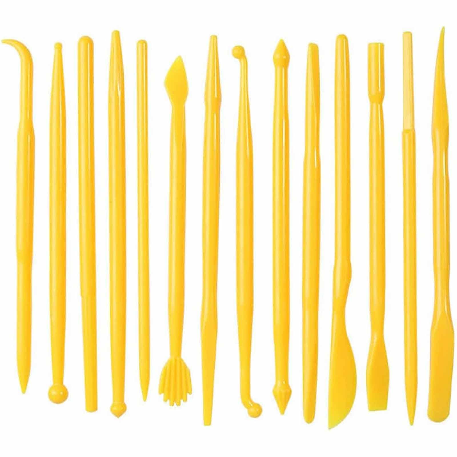 Tazweeq Clay Tools, 14 Piece DIY Plastic Polymer Carving Set, Clay Sculpting Kit, For Carving, Modelling, Embossing, For Beginners