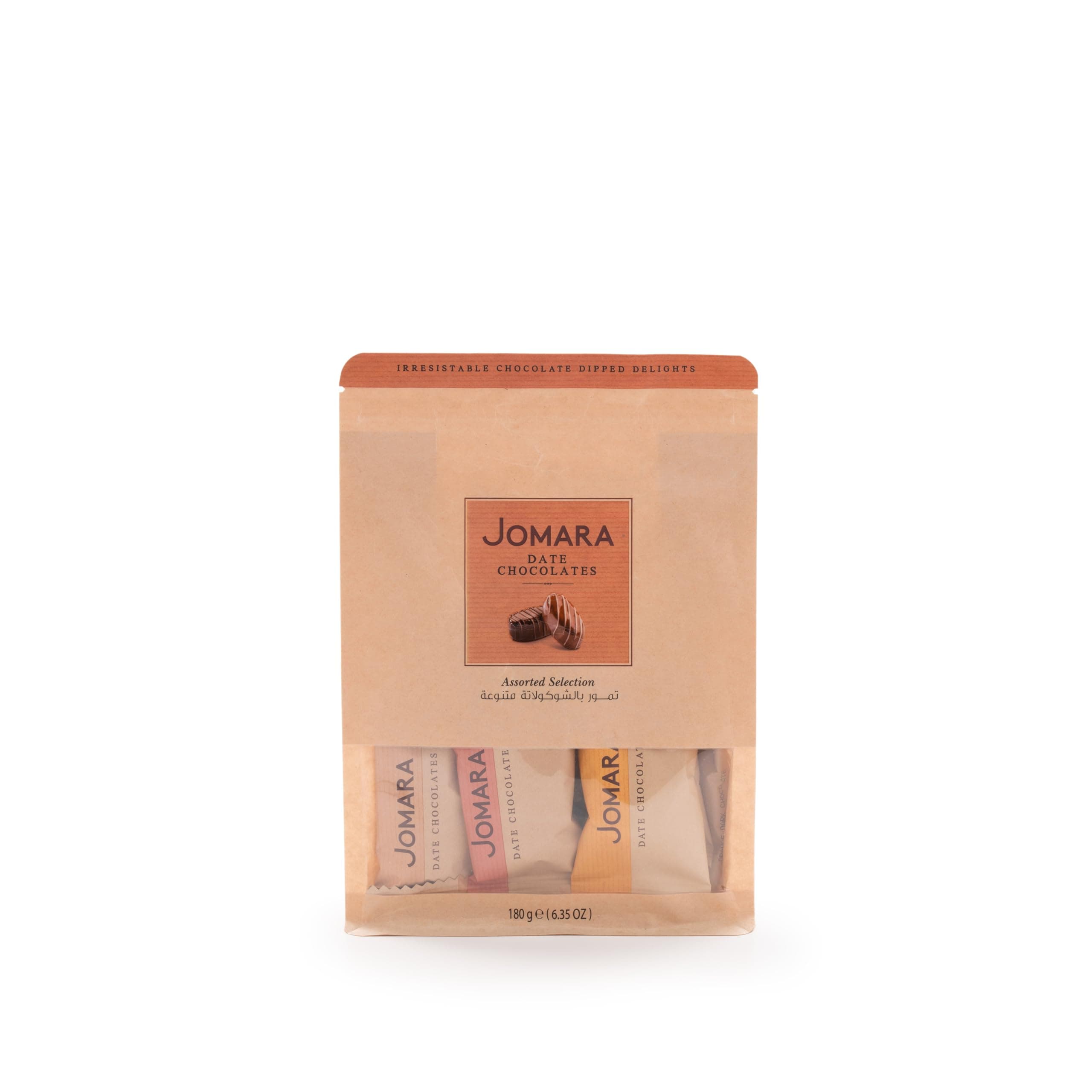 Jomara Chocolate Covered Dates Assorted (w/Pecan, w/Orange Peel, w/Almond) 6.3oz (180g) | Healthy Treat | Natural Source of Fiber and Antioxidants | Individually Wrapped