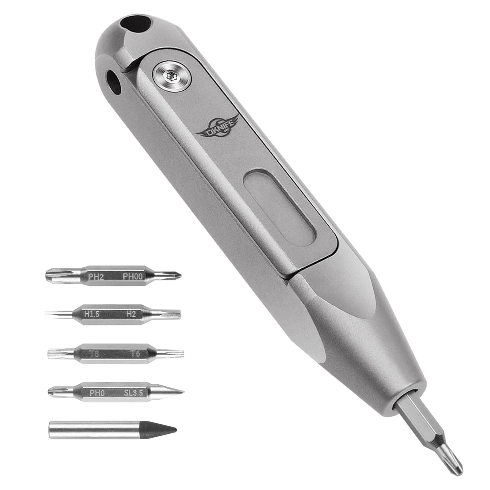 Otacle D1 Titanium Small EDC Multi Bit Pocket Screwdriver, 8 in 1 Mini Precision Screwdriver Set, S2 Steel Magnetic Bits for Work or Daily Use (Silver)
