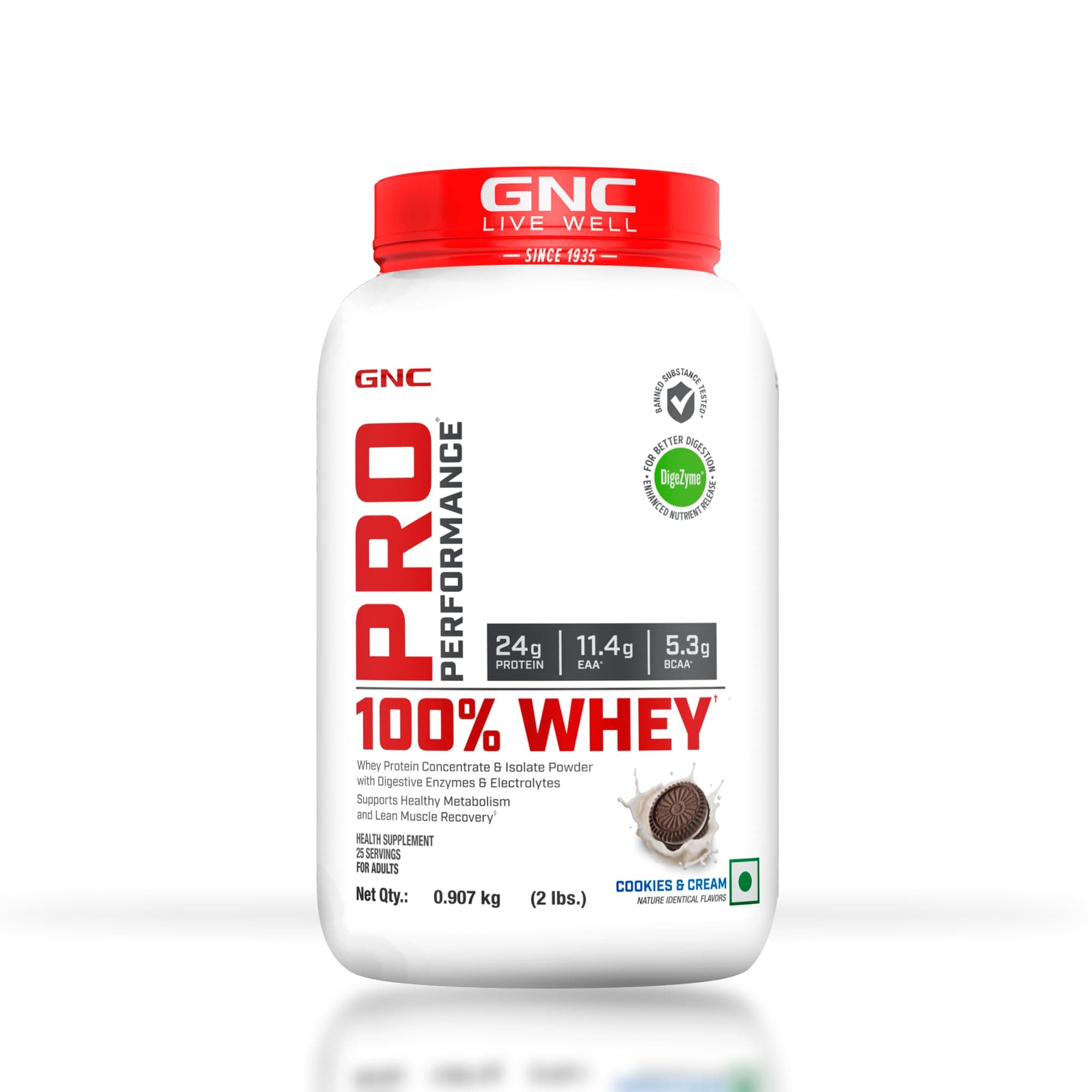Pro Performance 100% Whey Protein Powder | Boosts Strength & Endurance | Builds Lean Muscles | Fastens Muscle Recovery | Formulated In USA | 24g Protein | 5.5g BCAA | Cookie & Cream | 2 lbs