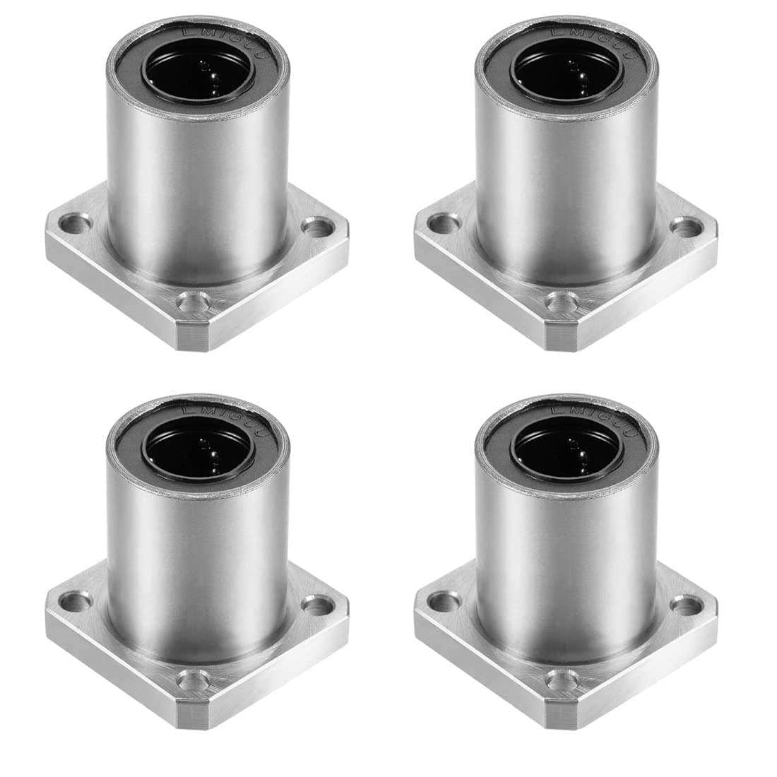 – Linear Ball Bearings, LMK16UU 16mm Square Flange Linear Motion Bushing Double Side Rubber Sealed for 16mm Linear Shaft CNC Machine 3D Printer 4 Pack