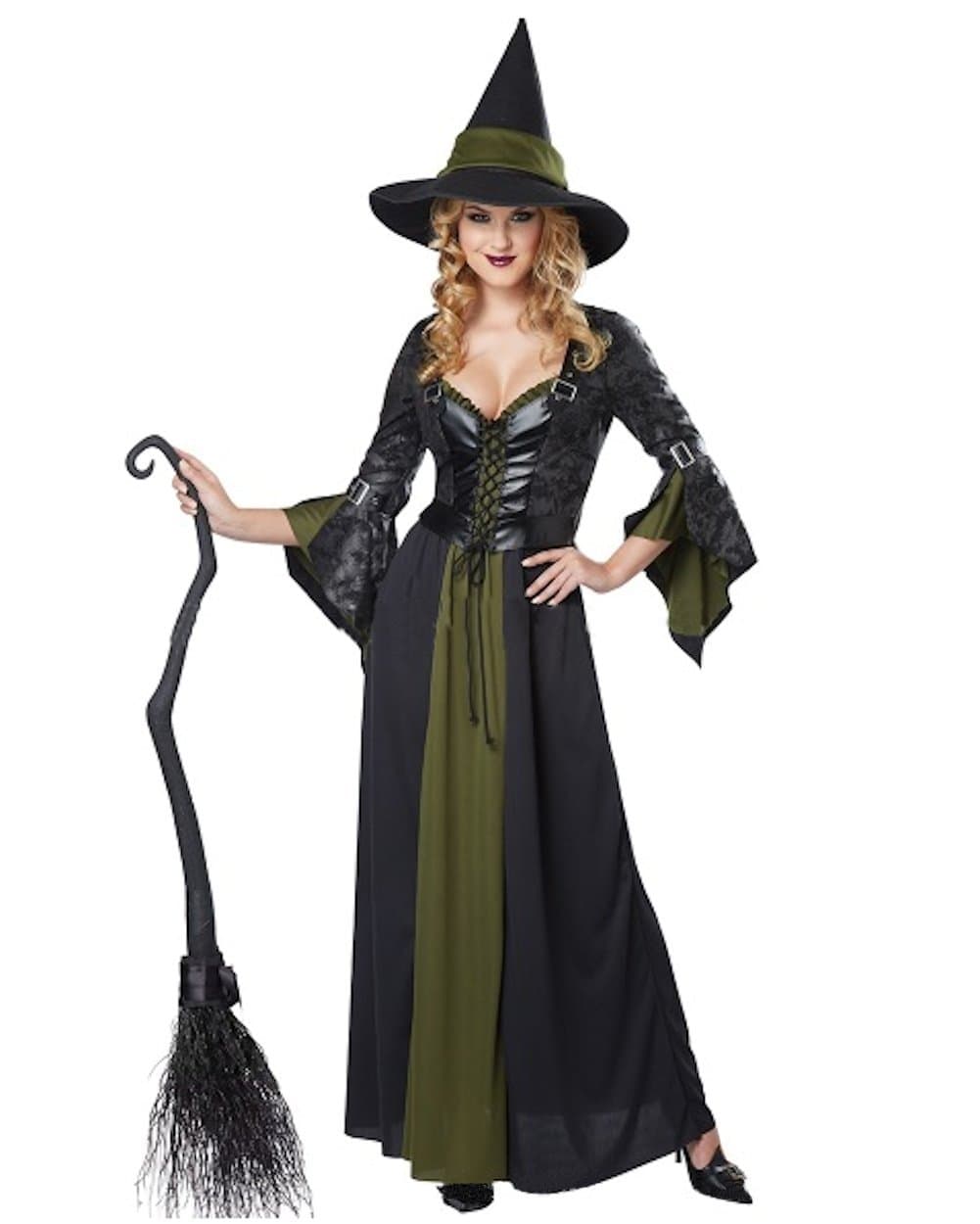 Women's Elegant Witch Costume (Black/Green)