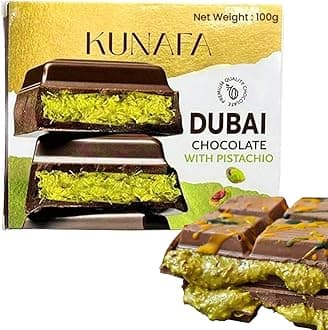 BML 1 x 100gram Real Dubai Chocolate Bar Pistachio Kunafa Perfect Dubai Chocolate Gift for Birthday Anniversary Party & Any Special Occasion Viral Milk Chocolate Kunafa Pistachio Bar