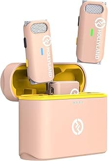 Hollyland Lark M1 Wireless Lavalier Microphone with Noise Cancellation, 656ft Transmission,8H Battery Life, Compact Wireless Lapel Microphone for DSLR Cameras/iPhone/Android/Live Streaming-Light Pink