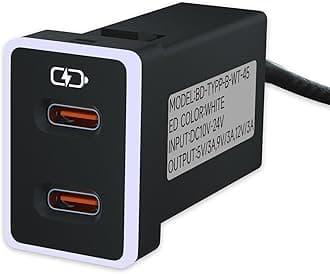 Car Charger for Toyota USB C Dual Port Charger PD 3.0 Type C Fast Charging with LED Light Show,Compatible with Smart Phone,Tablet,and More (White 1.3x0.9inch