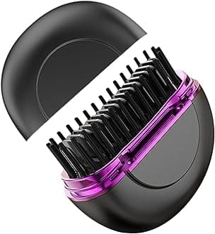 NALACAL Portable Cordless Hair Straightener Brush, Rechargable Hair Straightener, Three-Speed Temperature Control Hair Straightener for Home, Travel, Dormitory, Gray