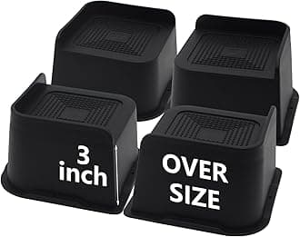 4 Pack Bed Risers 3 inch Heavy Duty, Oversized Furniture Risers, Black Bed Lifts Risers for Table, Sofa, Chair, Couch, Desk, Bed Frame Risers Supports Up to 6,500 Lbs
