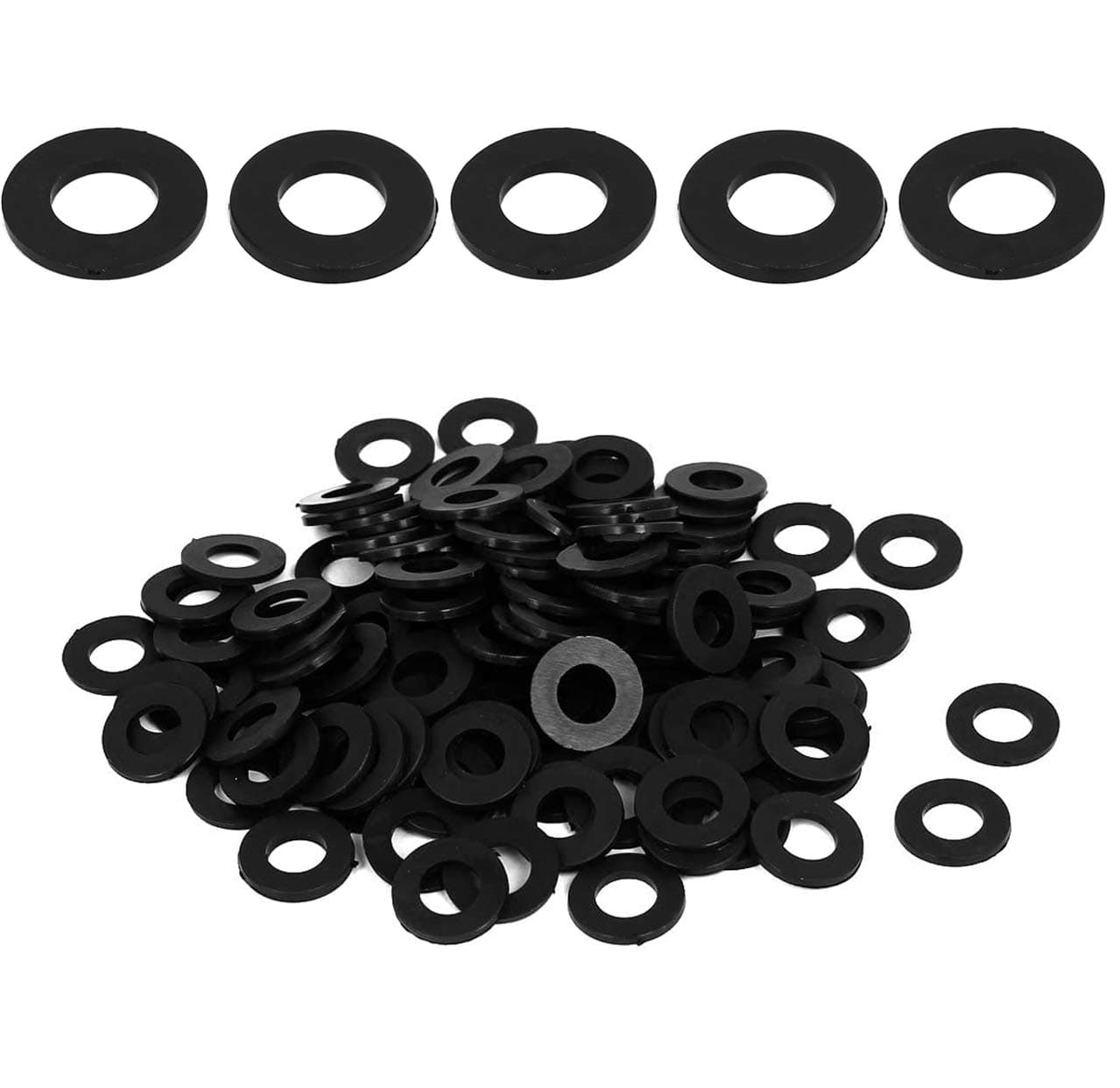 WEIJ Nylon Round Flat Washers for M2.5 Screw Bolt,5mm OD 1mm Thick Black 100Pcs (M2.5 x 5 x 1mm)