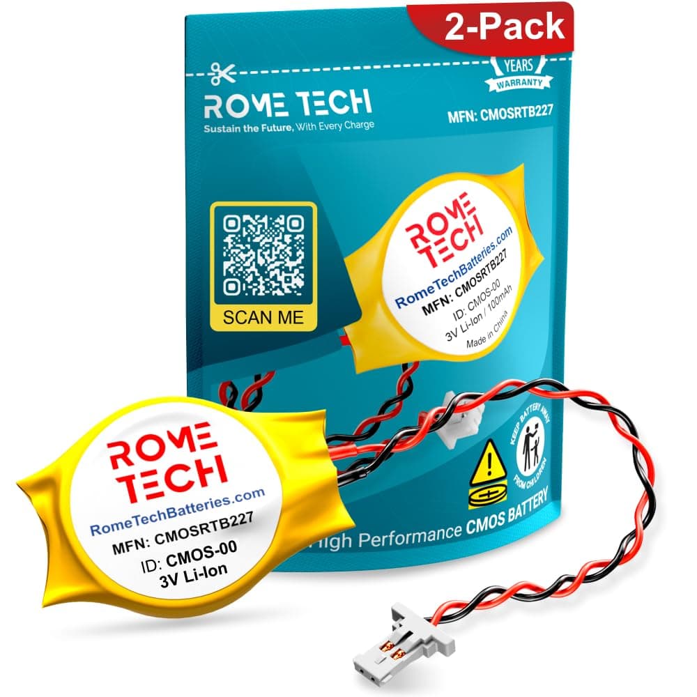 Rome Tech BIOS CMOS RTC CR2032 Lithium 3V Coin Battery for Dell Alienware Alpha & Alienware Steam Machine Desktop Yellow Light Fix - CR2032CL-23-2 (2-Pack)