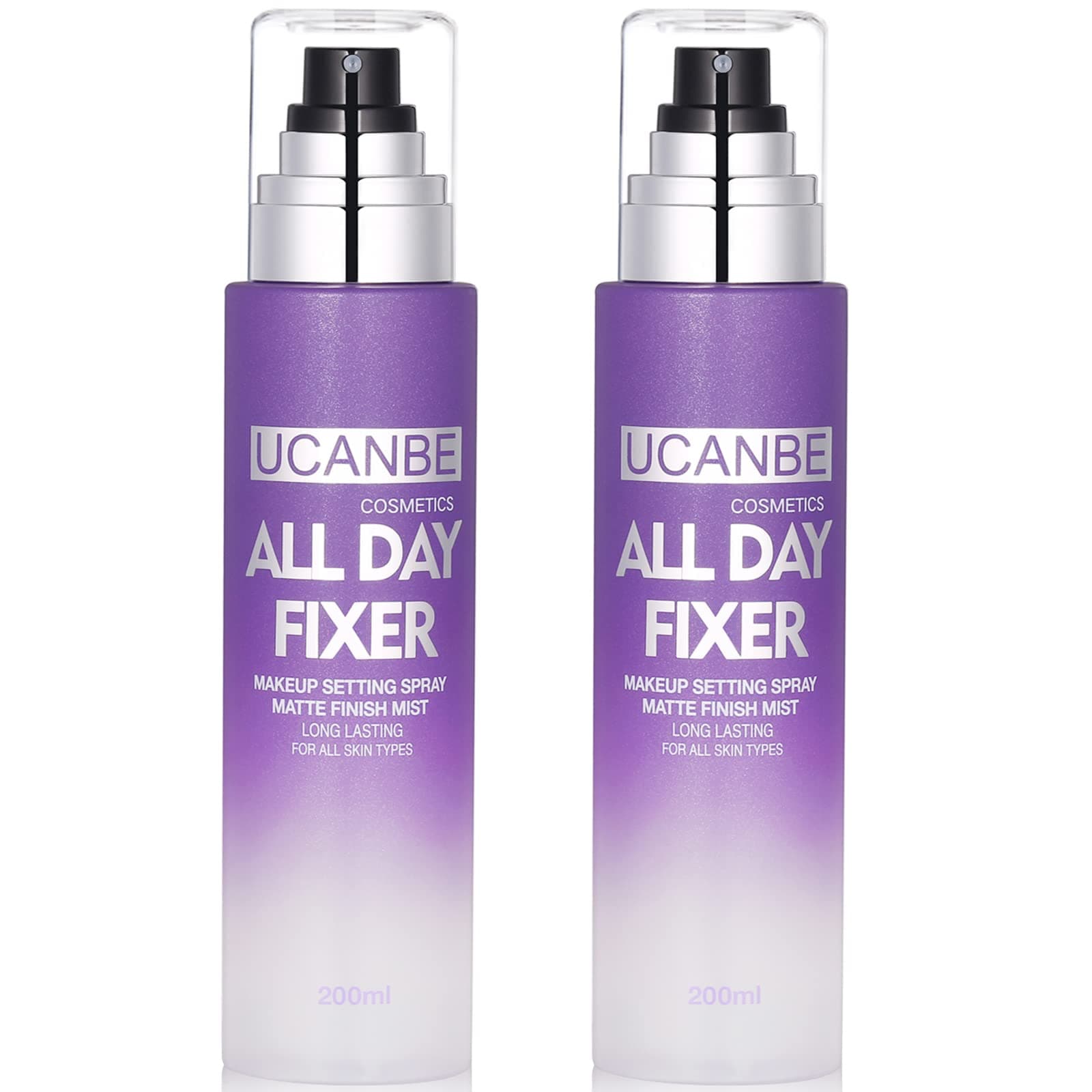 UCANBE Makeup Setting Spray - 2PC Set Matte Finishing Spray, Long Lasting Oil Control Make Up Spray, Lightweight Hydrate Face Mist for Face