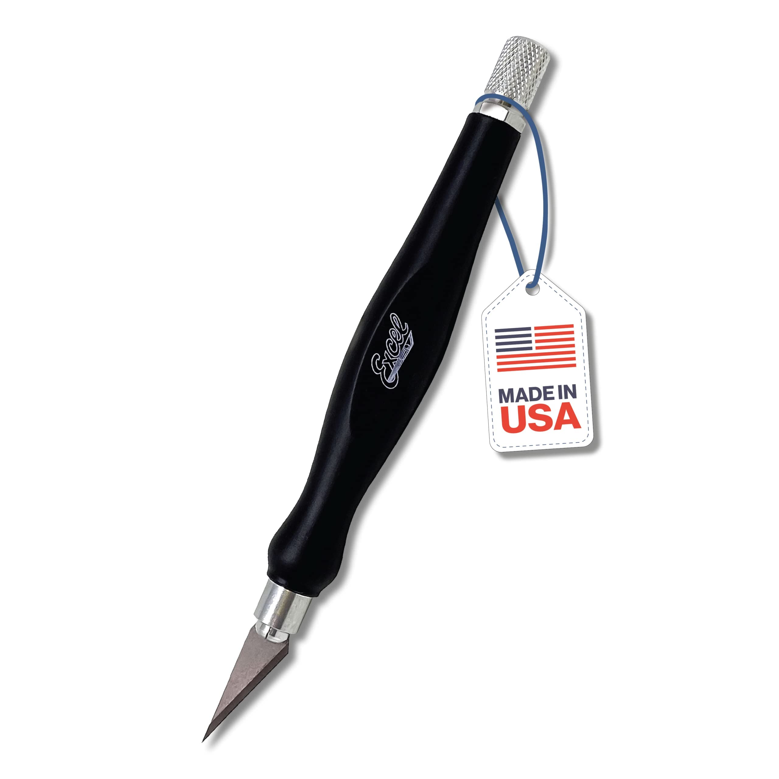 Fit Grip Craft Knife With #11 Ultra-Sharp Carbon Steel Angled Blade – Precision Craft Knife With Contoured Rubberized Grip For DIY, Art, Hobby, And Model Projects – Black, Made In The USA