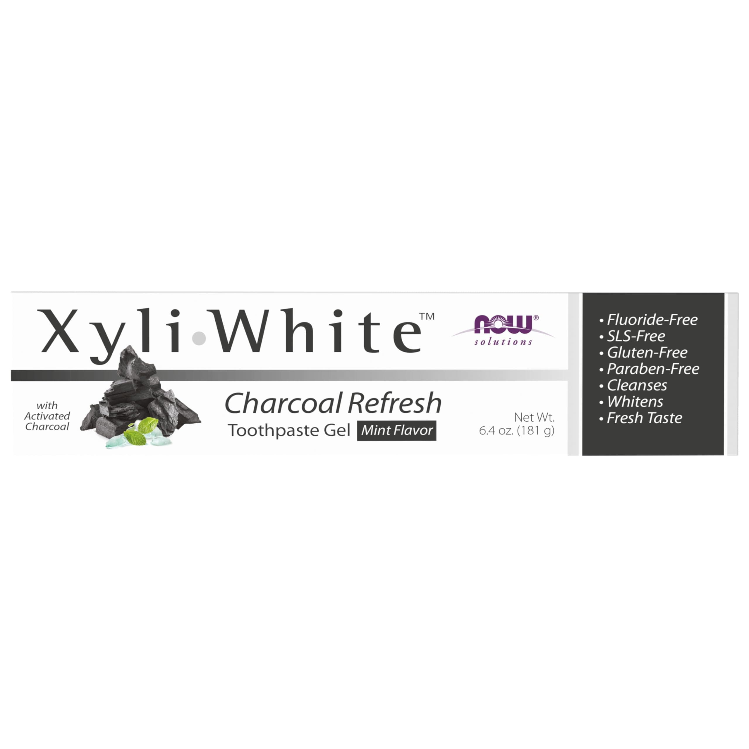 NOW Solutions, Xyliwhite™ Toothpaste Gel, Charcoal Refresh With Activated Charcoal, Cleanses and Whitens, Fresh Taste, 6.4-Ounce
