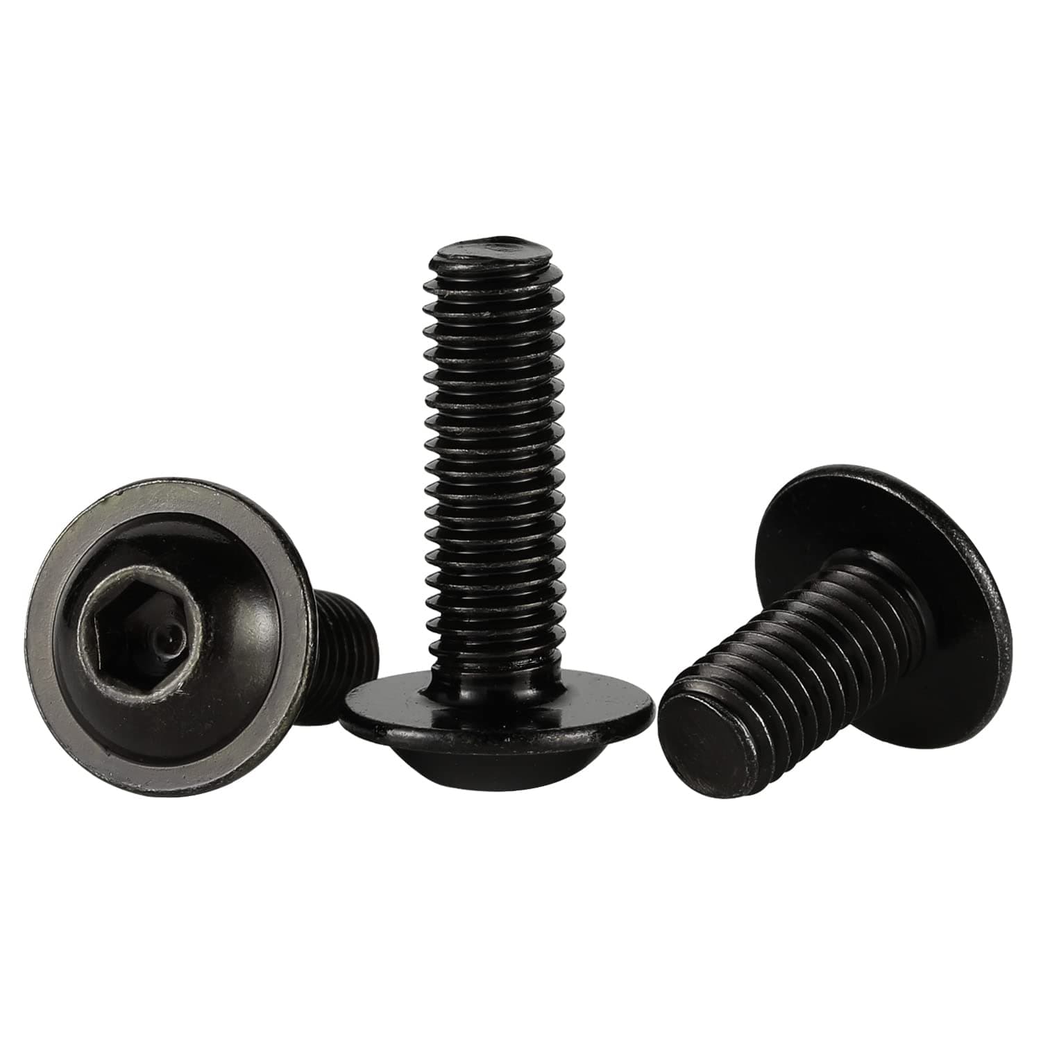 Mellewell M5-0.8 x 12mm Flanged Button Head Socket Cap Screw Bolts, Allen Socket Drive, Black Oxide Stainless Steel 304, Quantity 50