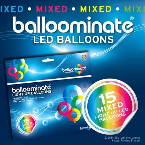 Balloominate Mixed - 15 pack. Mixed LED Light Up Balloons. Great for Parties and Celebrations.