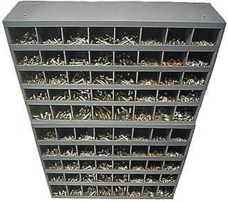 NEF Nut Bolt and Washer Assortment, Grade 8 USS Coarse Thread, Two 40 Hole Metal Storage Bins, 3100 Pieces