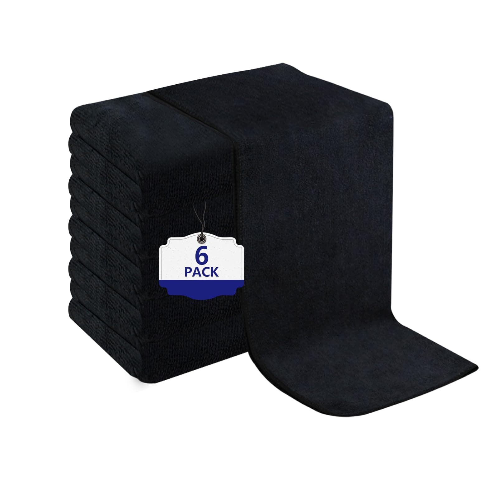 6 Pack Black Salon Towels