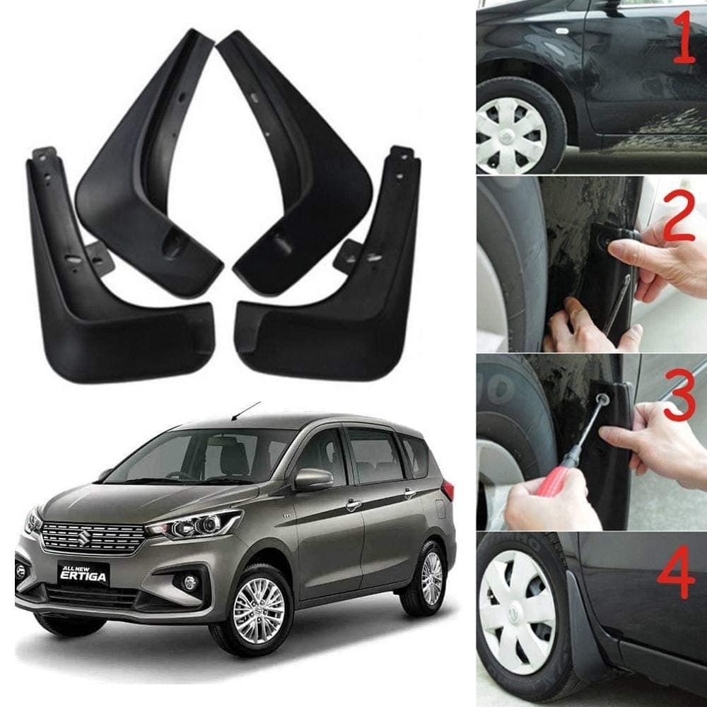 Oshotto (O.E.M Fitting Cup Type) Mud Flap/Splash Guard Compatible with Maruti Suzuki Ertiga 2018-2023,2019,2020(T-II) (Set of 4)
