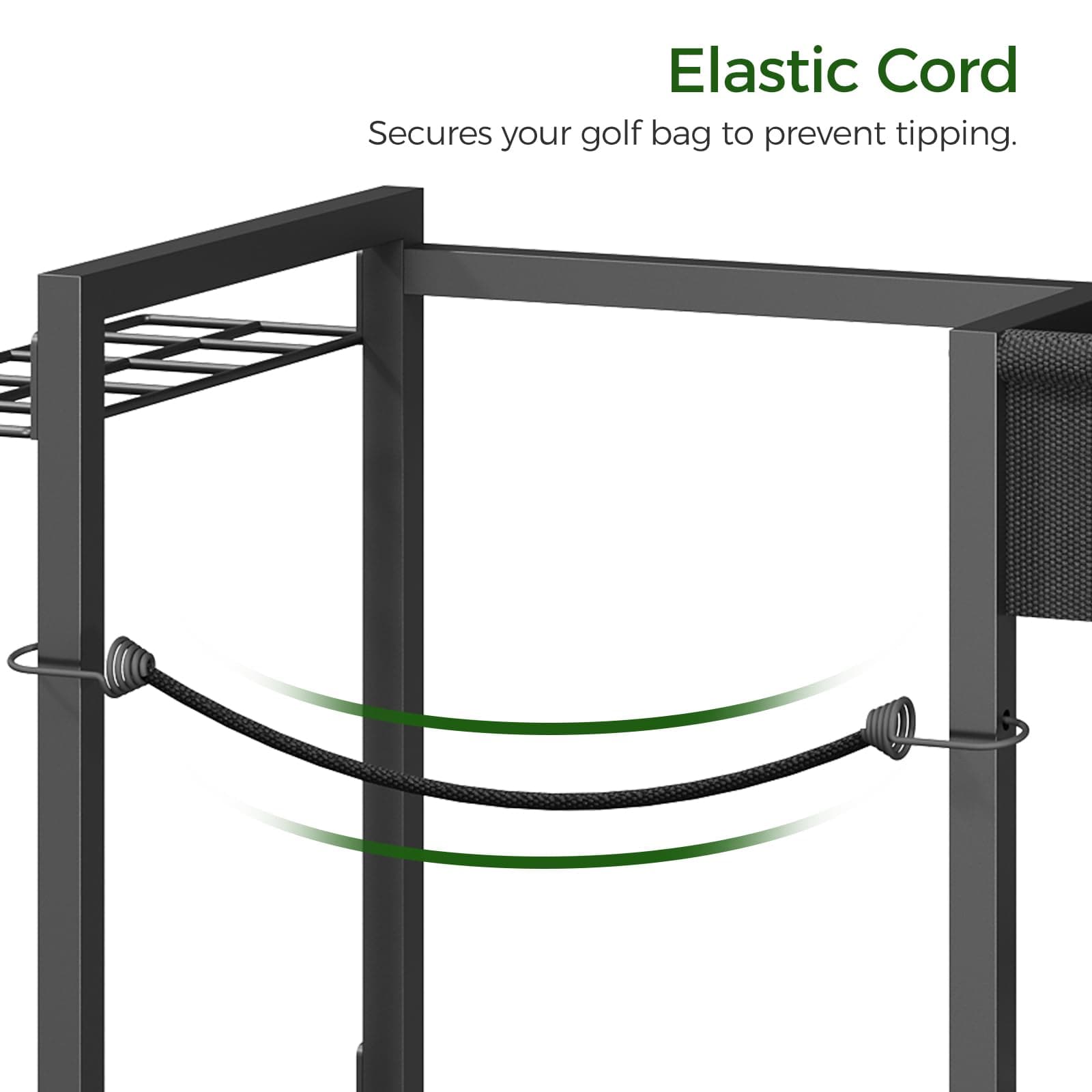 Golf Storage Organizer for Garage, Golf Bag Stand for Single Golf Bag and Equipment Accessories, Freestanding Golf Club Holder for Garage, Shed, Home, Basement