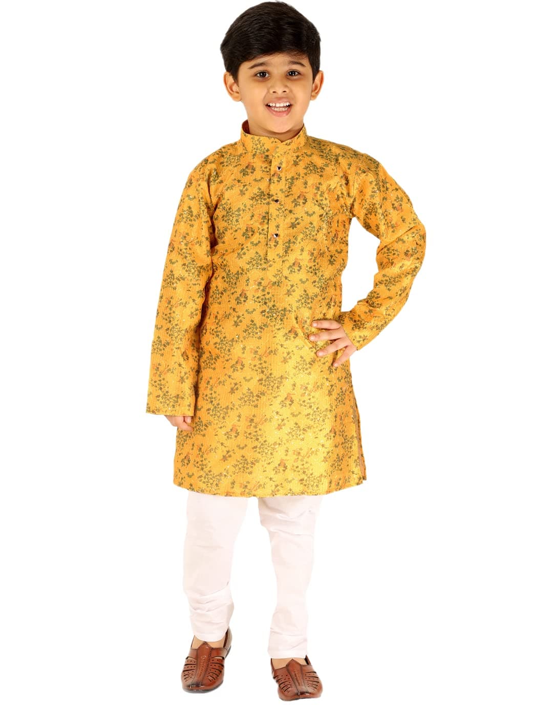 Pro-Ethic Style Developer Boy's Silk Kurta Pajama | Embellished Design | Kids Ethnic Wear (S-172)