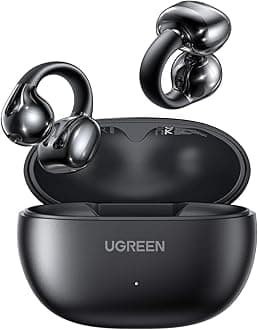 HiTune S3 Open Ear Earbuds Bluetooth 5.4 Clip On Wireless Headphones ENC Mic for Clear Calls 30H Playtime IPX5 Waterproof Earphones for Running Workout, Cyclists, Compatible with iPhone, Black