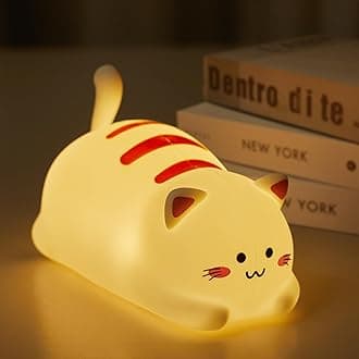 Minetom Cat Night Light for Kids, Cute Silicone Night Light with 2 Levels Brightness, Kawaii Rechargeable Lamp for Bedroom, Girls and Boys, Toddler, Nursery, Baby Gifts, 15/30/60 Mins Timing