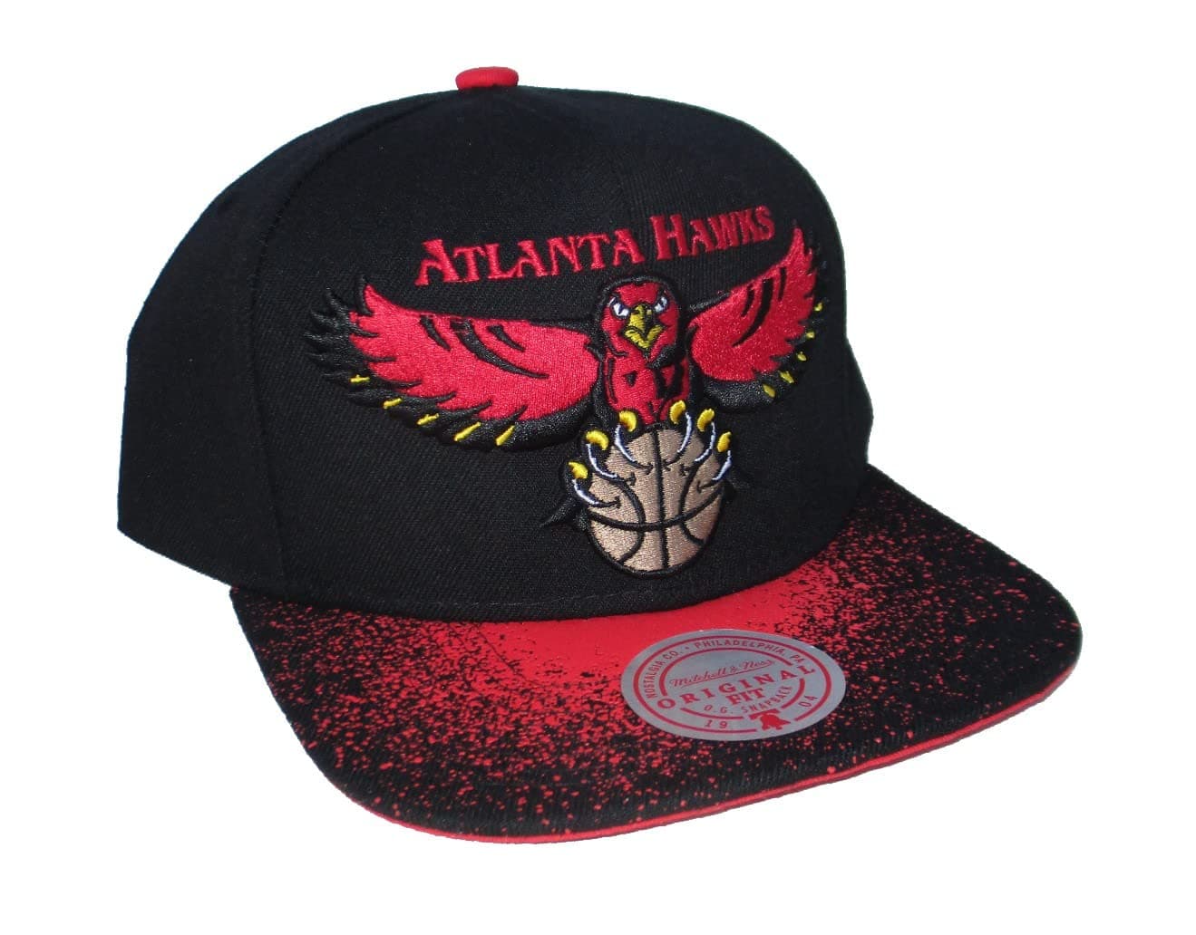 Mitchell & NessAtlanta Hawks Paint Snapback Adjustable Hat Cap - Black, Black, One size