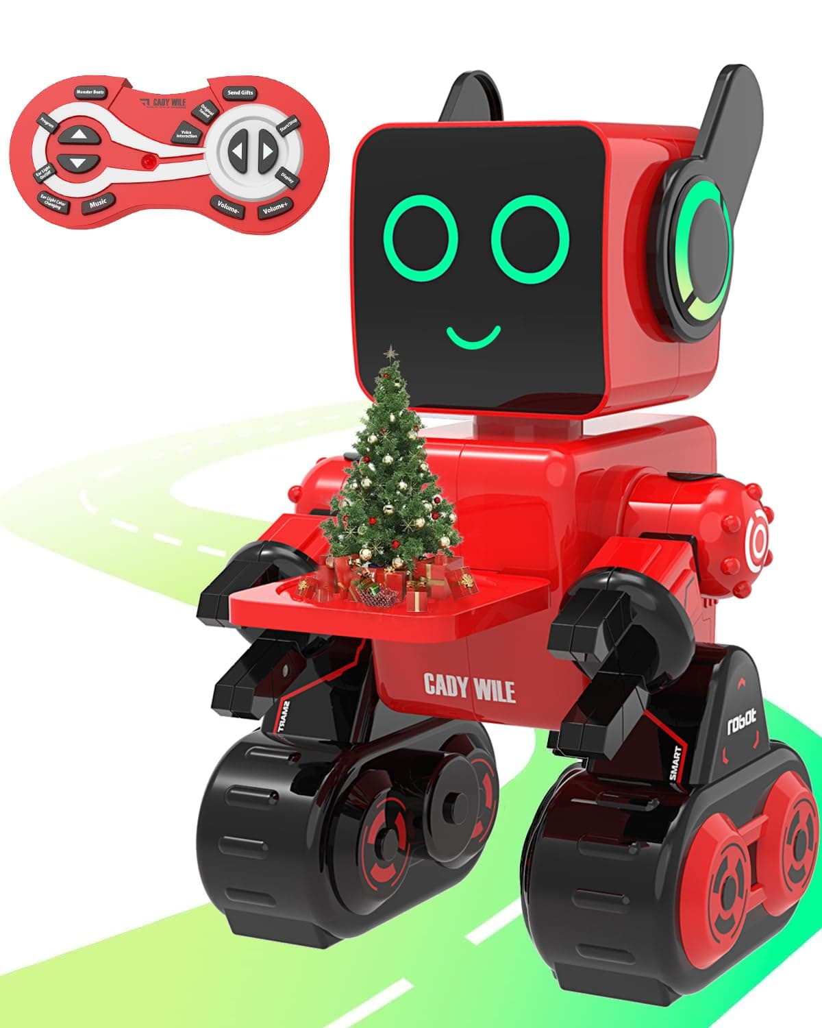 okk Robot Toys for Kids, Programmable Remote Control Robot, Interactive Toys with Coin Bank, LED and Tray, Walking Talking Singing Dancing Gift for Boys Girl(Red)