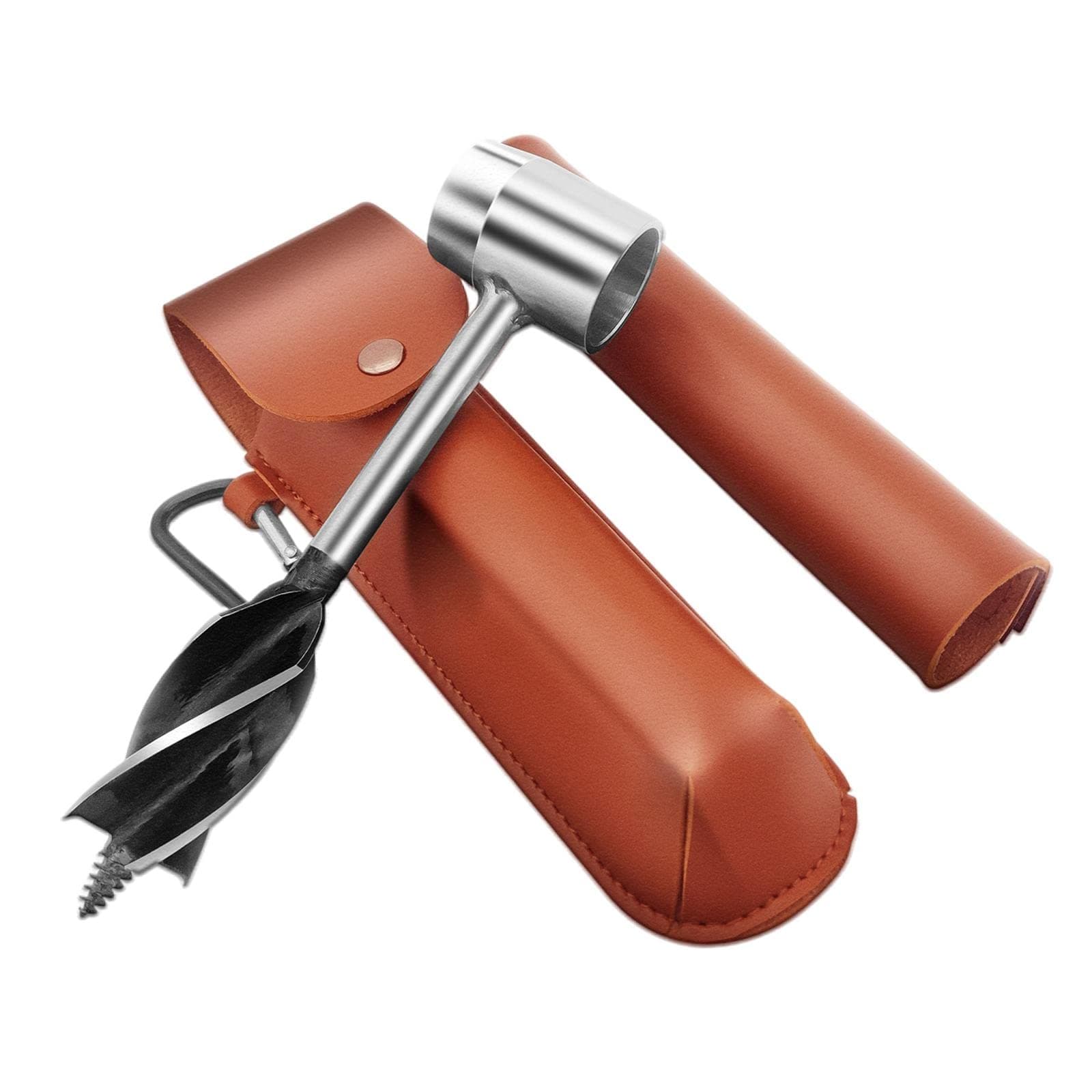 Generic Survivl Tools for Bushcrft, Hnd uger Drill Bit for Bushcrft nd Cmping, Mnul uger for Outdoor Wood Peg nd Hole, Brown