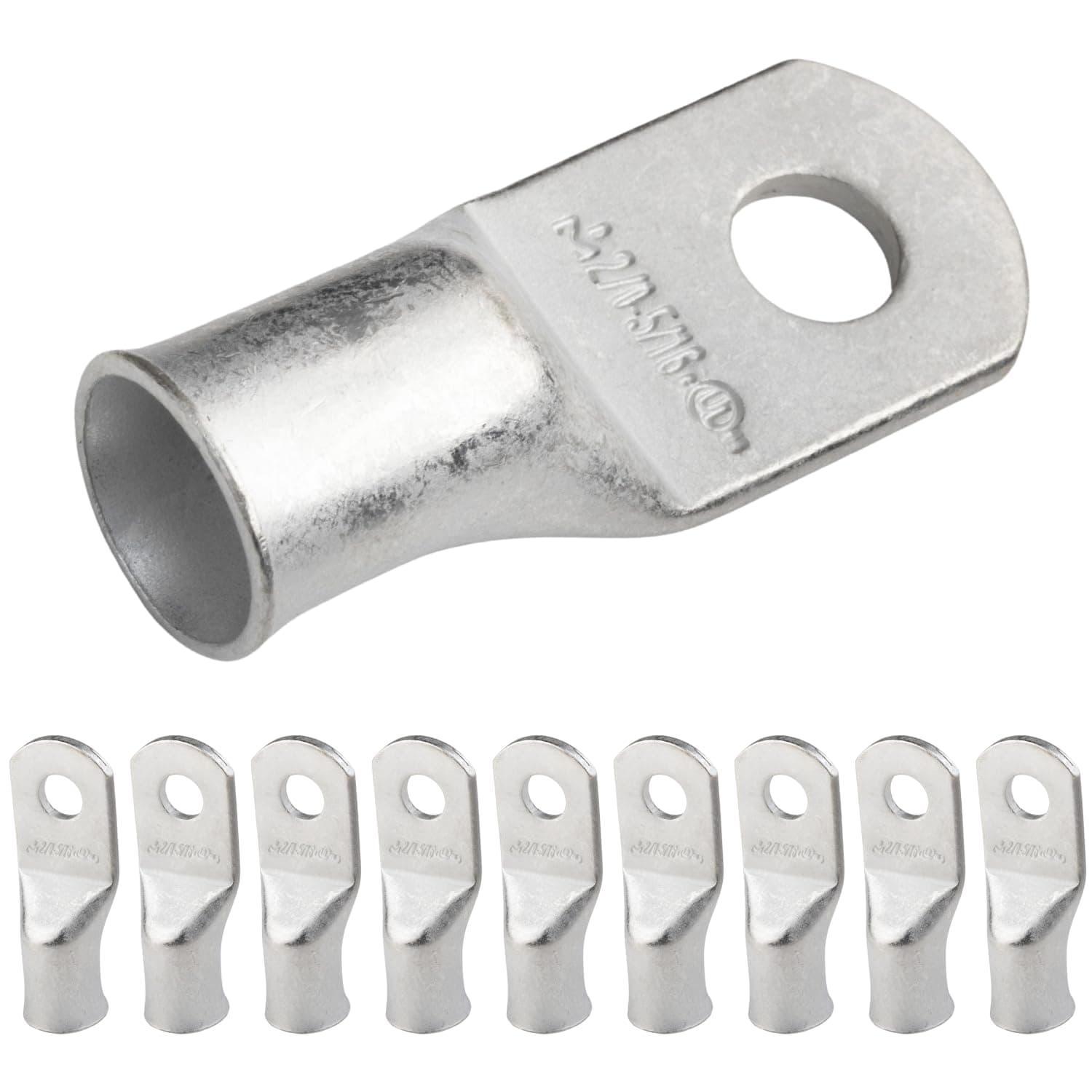 SELTERM 10pcs 2/0 AWG-5/16" Stud Tinned Copper Wire Lugs, Heavy Duty Battery Cable Ends,00 Gauge Ring Terminals, UL Battery Lugs Marine Grade Copper Eyelets Electrical Battery Terminal Connectors
