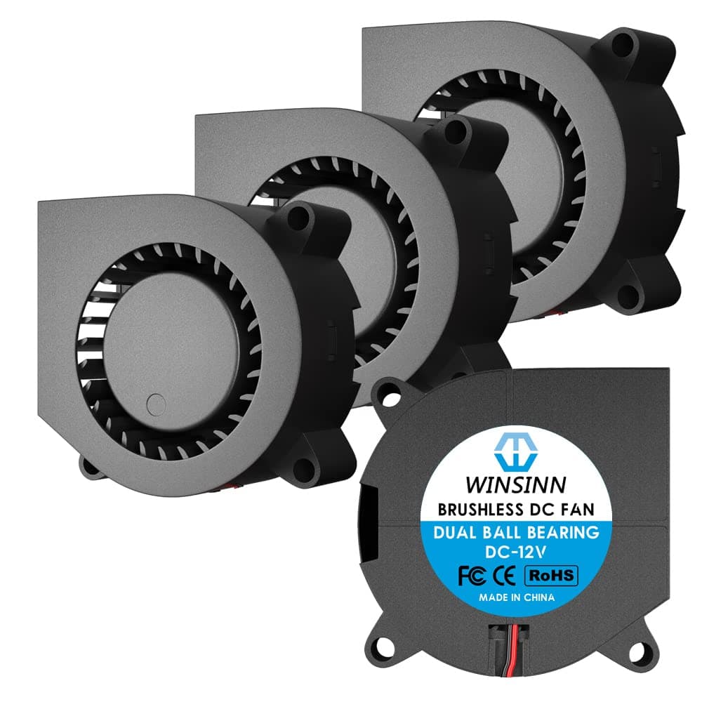 WINSINN 40mm Blower Fan 12V, 3D Printer Micro 12 Volt Fans Blower 4020 Dual Ball Bearing, 40mmx20mm 2PIN (Pack of 4Pcs)