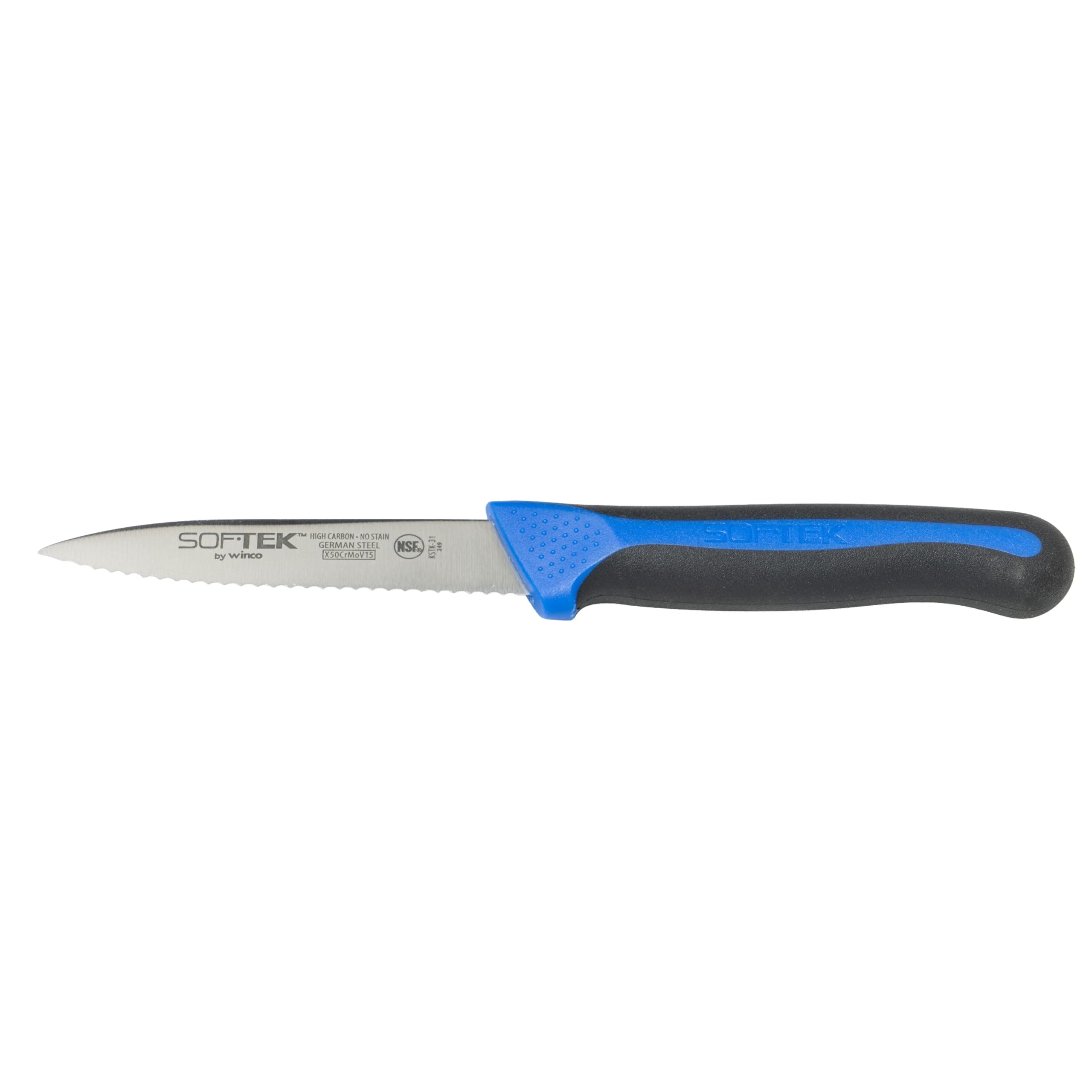 Winco SofTek, 3.5" Serrated Paring Knives, Soft Grip Handle, 2Pcs/Pk