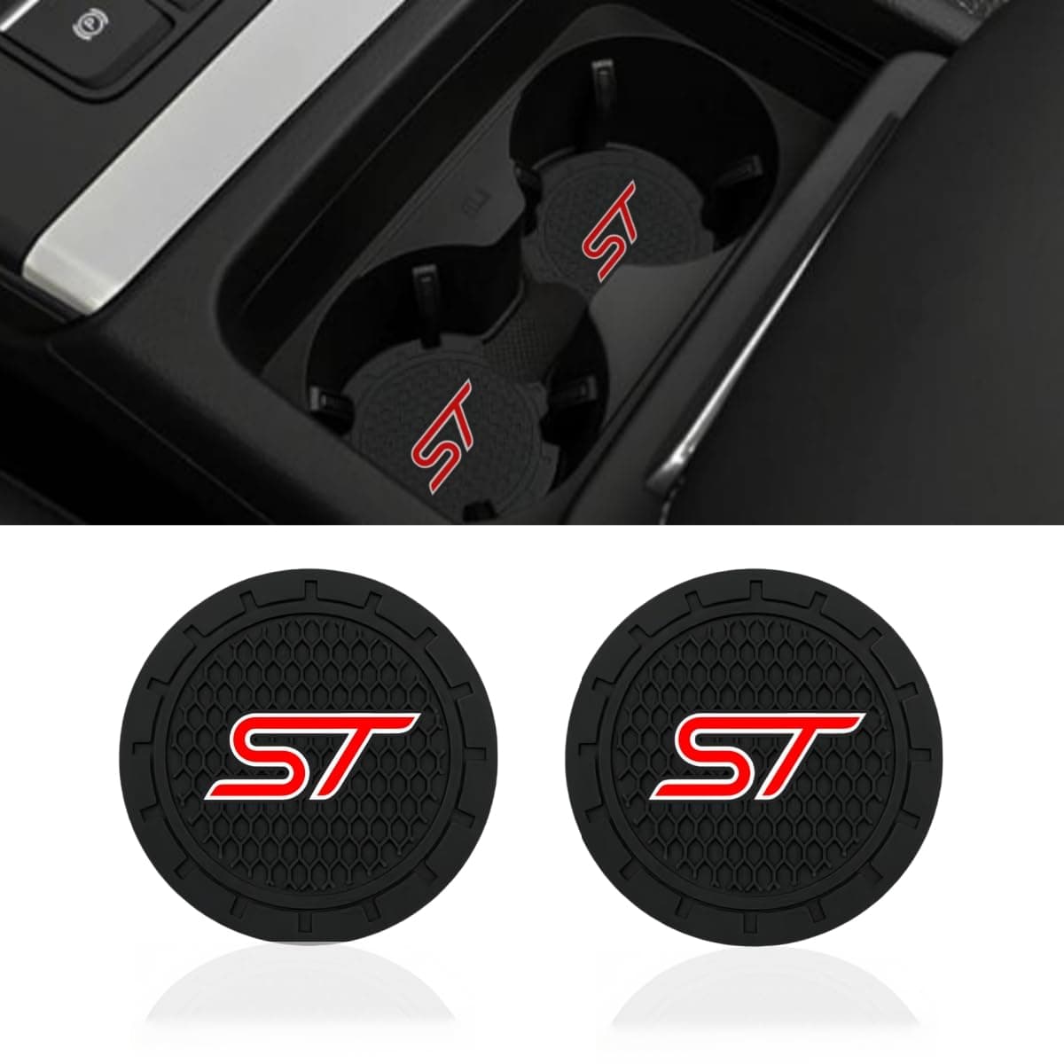 2 Pcs Black car Cup Holder Coaster Compatible with ST 2.75 Inch Silicone Anti-Slip Fashion car Interior Accessories