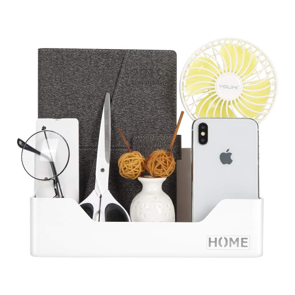 Bedside Shelf Organizer Wall Mounted Adhesive Stick on Floating Storage Shelf Bed Side Holder in Dorm Room Camper to Hold Phone, Glasses, Remote (White-A)