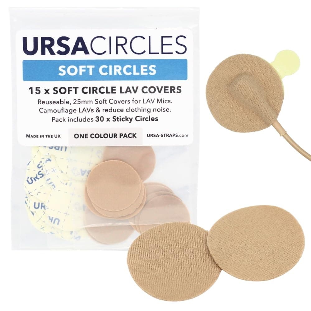 URSA Soft Circles: Reusable Soft Covers Providing Wind Production and Camouflage for Lav Mics. 25mm. (Single Pack (x15), Beige)