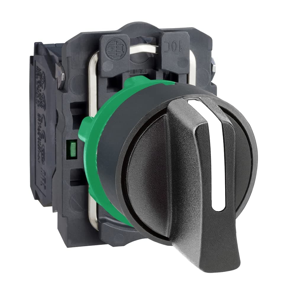 Schneider Electric Selector switch, plastic, black, Ø22, 3 positions, stay put, 2 NO, XB5AD33