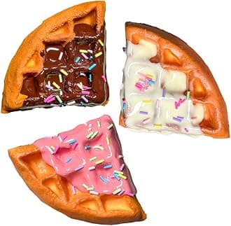 3 pcs Realistic Artificial Toy Fake DonutsFood Fake Cakes Desserts Donut Decorations Toys for Doughnut Party Decoration, Prop Food 3 x 3 inches (Colourful Needle Waffles)