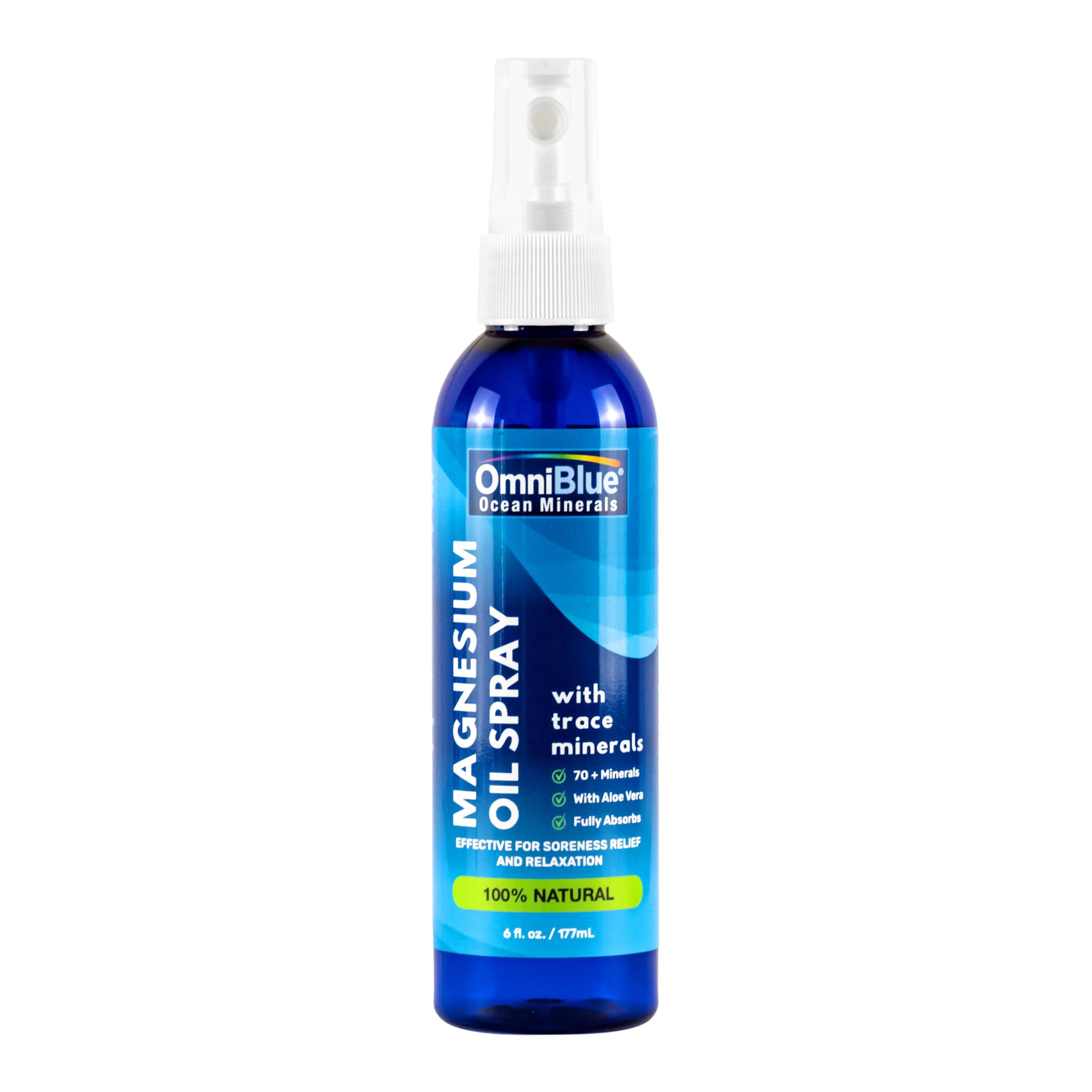Magnesium & Ocean Mineral Spray- Topical, Ionic & Bioavailable Trace Minerals - Relief for Soreness, Cramps, Joints and Sleep - Spray Absorbs Fast, No Sting - USA Made (6oz)