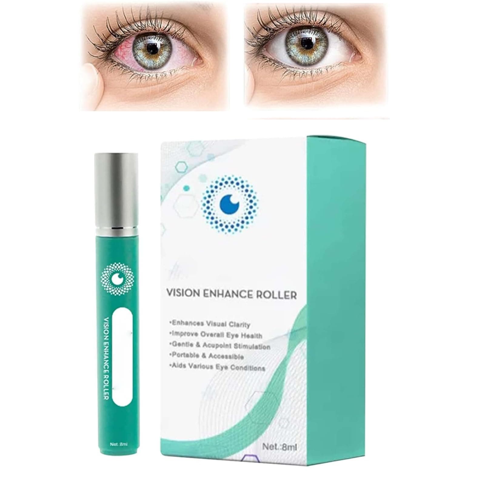 OphthlaMed Vision Enhance Roller, Cooling Roll-On Applicator for Tired Eyes, Puffiness and Dark Circles, Relieves Tired and Dry Eye Serum Roll-On, Enhances Visual Clarity (1pcs)