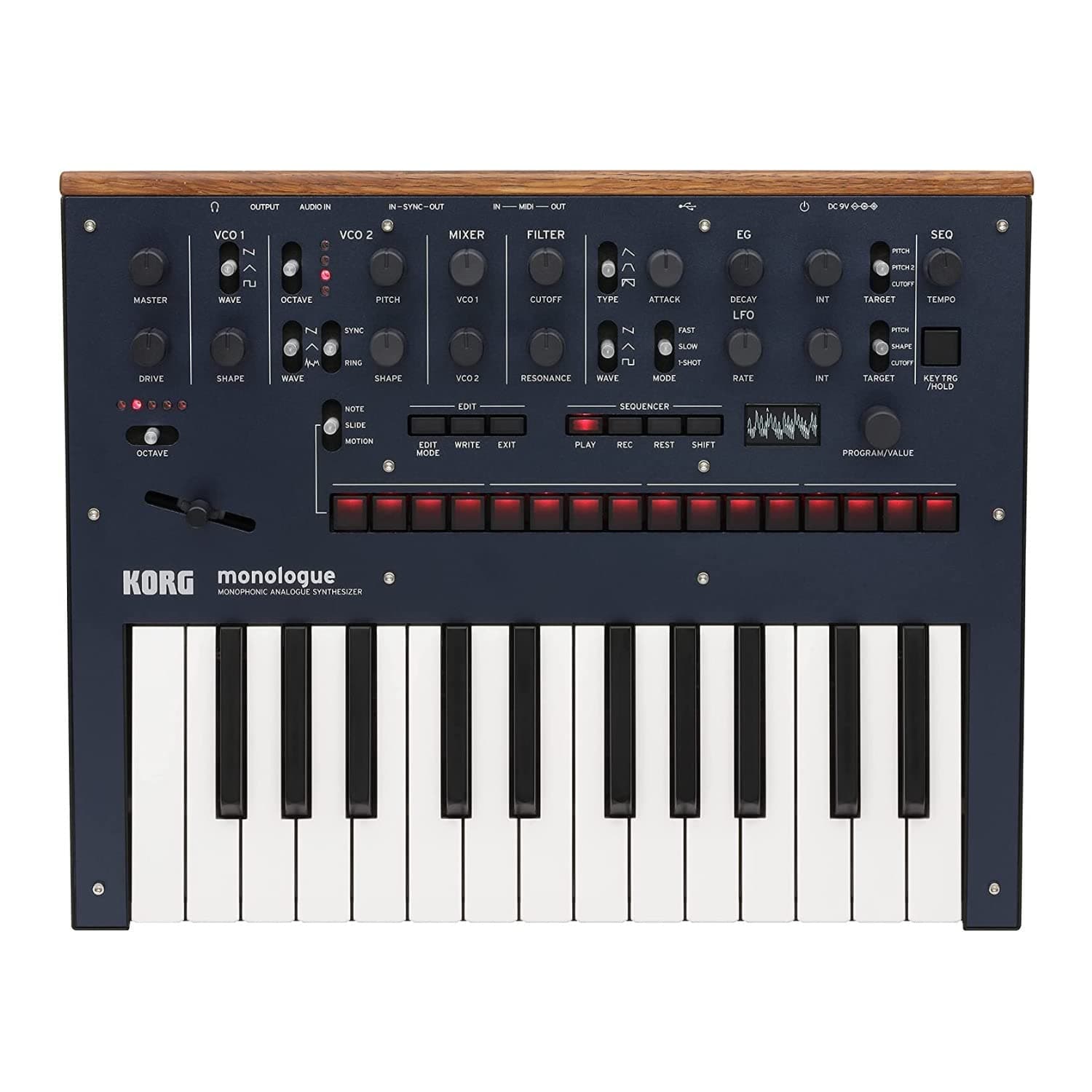 Korg monologue Monophonic Analog Synthesizer w/ 16-step Sequencer and OLED Oscilloscope - Blue