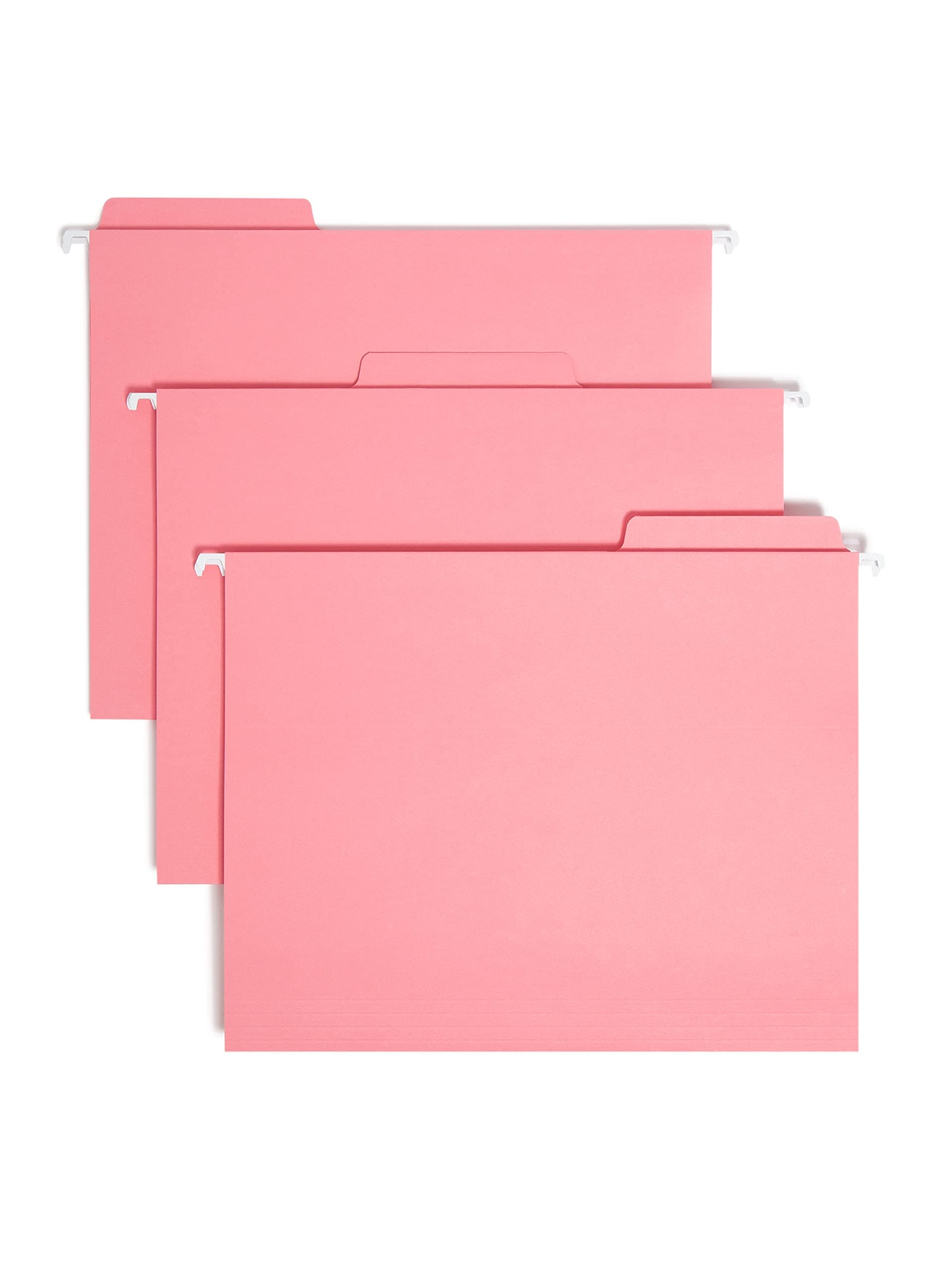 Smead FasTab Hanging File Folder, 1/3-Cut Built-in Tab, Letter Size, Dark Pink, 9 per Pack (64014)