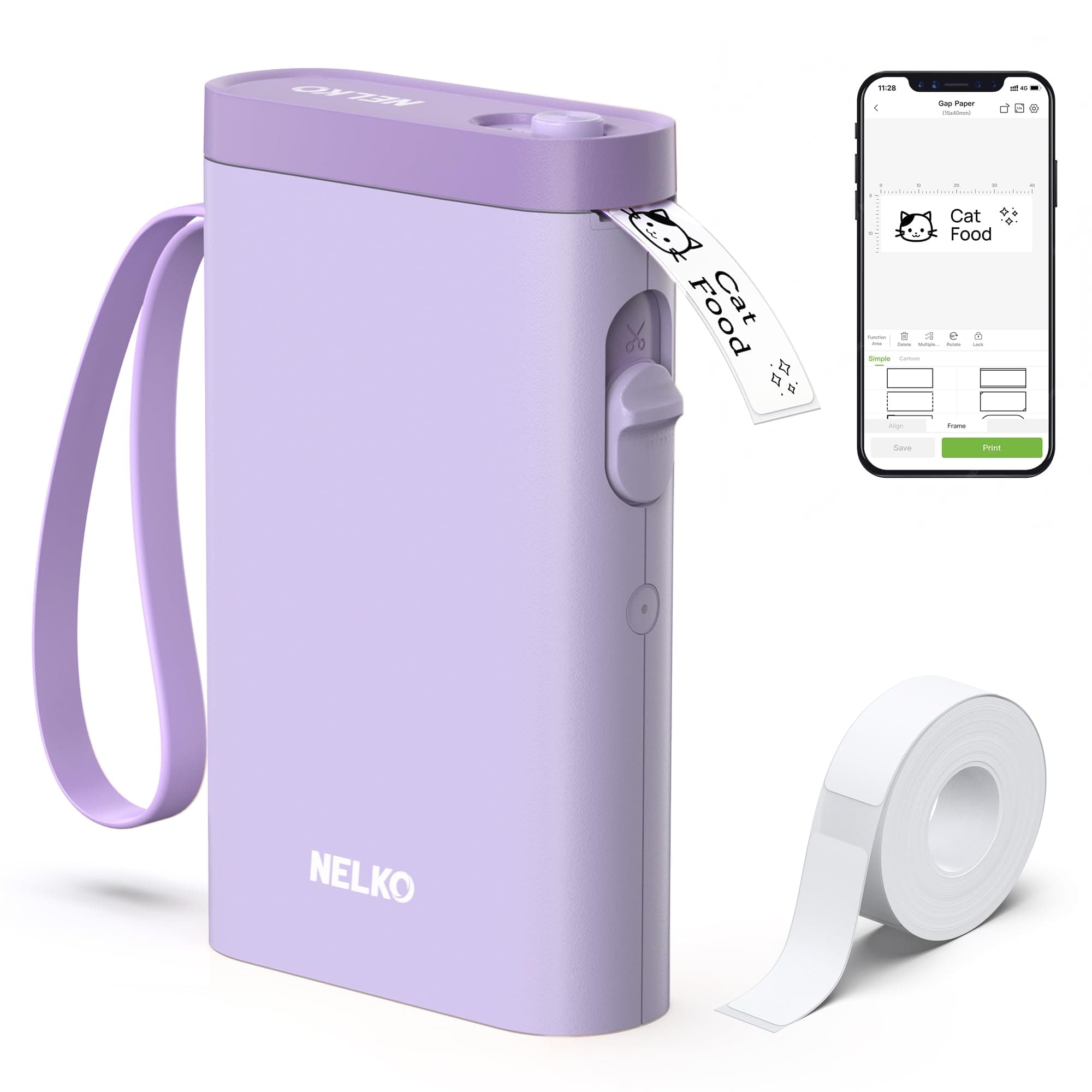 Nelko Label Maker Machine with Tape, P21 Bluetooth Label Printer, Wireless Mini Label Makers with Multiple Templates for School Office Home, Purple