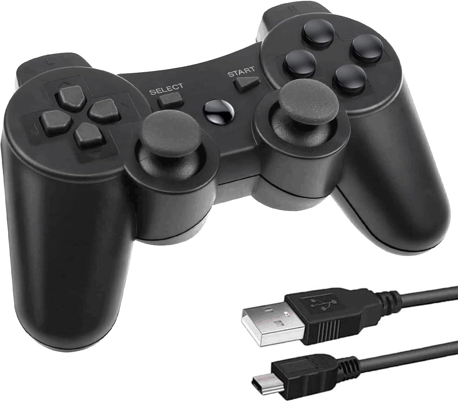 Controller for PS-3, Wireless Bluetooth Controller for PS3, 6-Axis Dual Vibration Joystick with Charging Cable, Rechargeable Remote Joystick with Charging Cable for PS3 Controller
