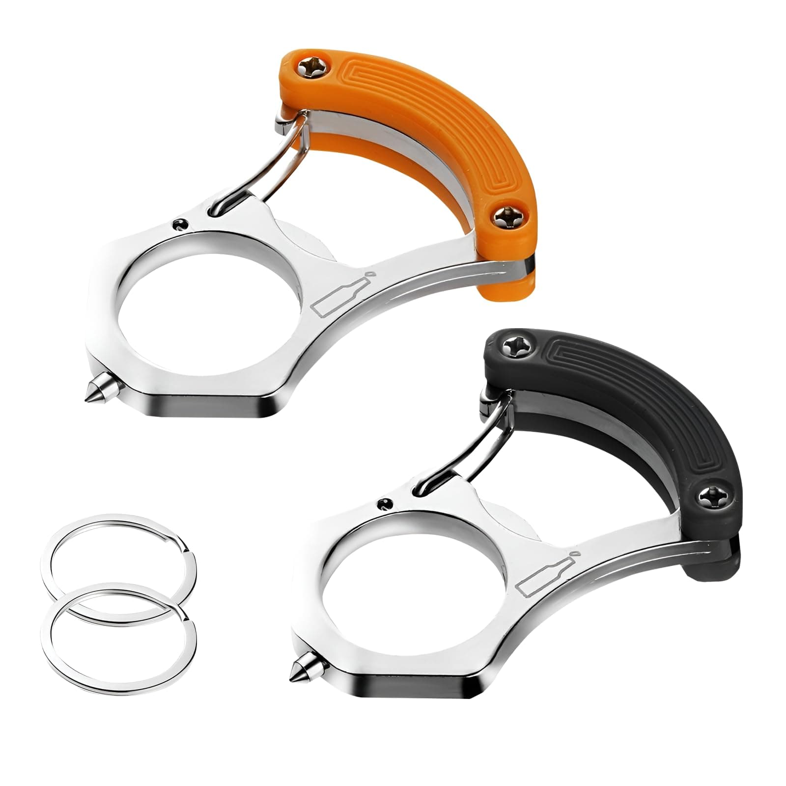 2 Pcs Multifunctional Keychain,Versatile Car Key Chain with Bottle Opener, Box Cutter, Window Breaker,Gifts for Drivers（Orange&black）
